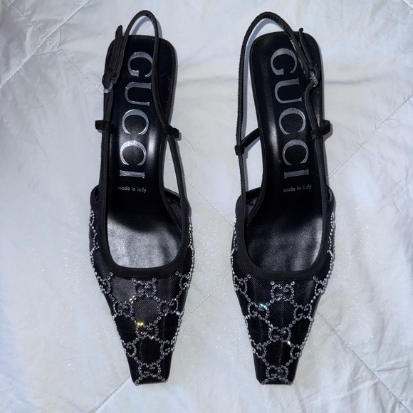 Gucci Shoes - Gucci Women's GG Crystal Slingback Pump - Size 38.5 IT/ 8.5US